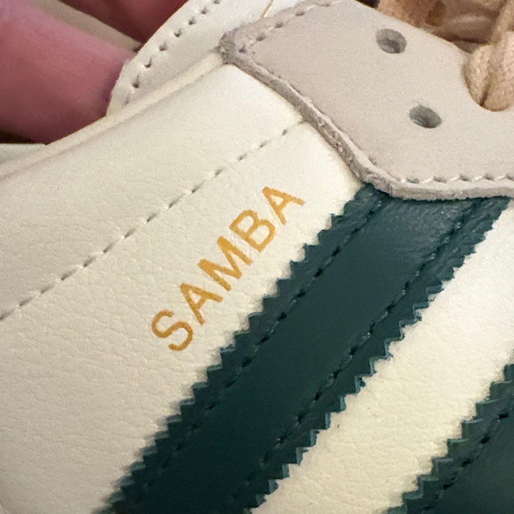 adidas Samba White and Green Athletic Shoes - Picture 4 of 10
